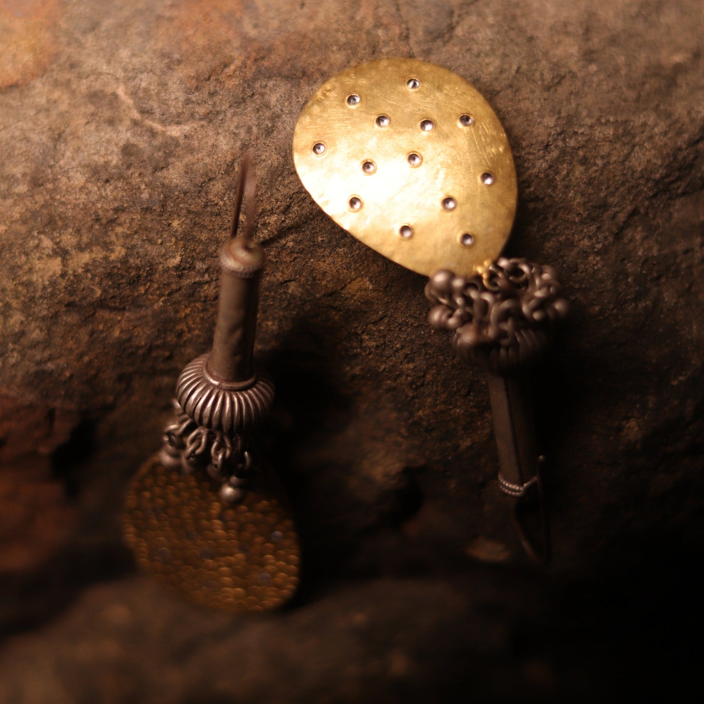 Antique beaded danglers inspired by the mythical Gadaa, paired with a 925 gold-polished textured silver plate, combining historical mystique with contemporary design.