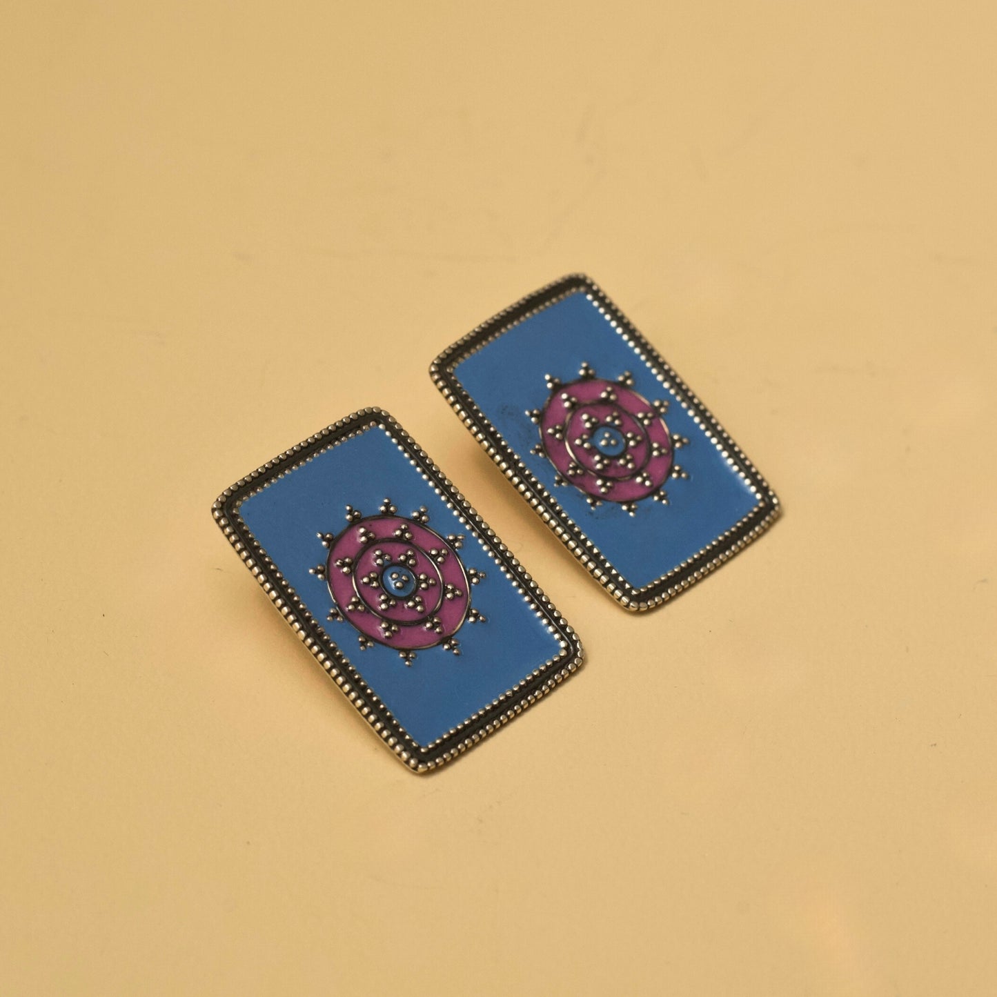 Mehendi-Inspired Blue Enamel Studs
