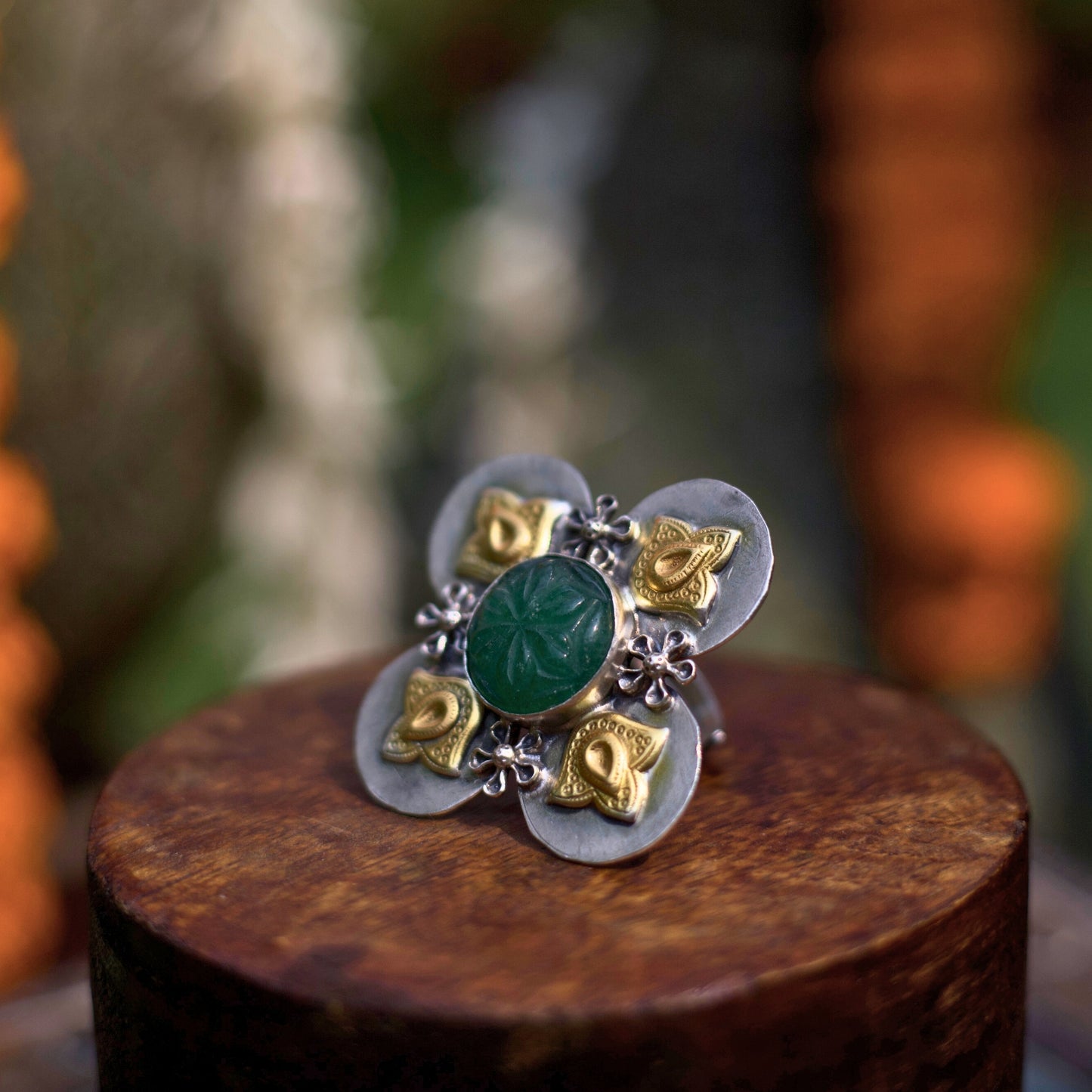 Mumma's Fav Clover Luck Ring, Pure Silver Oxidized Four-Leaf Clover Jewellery