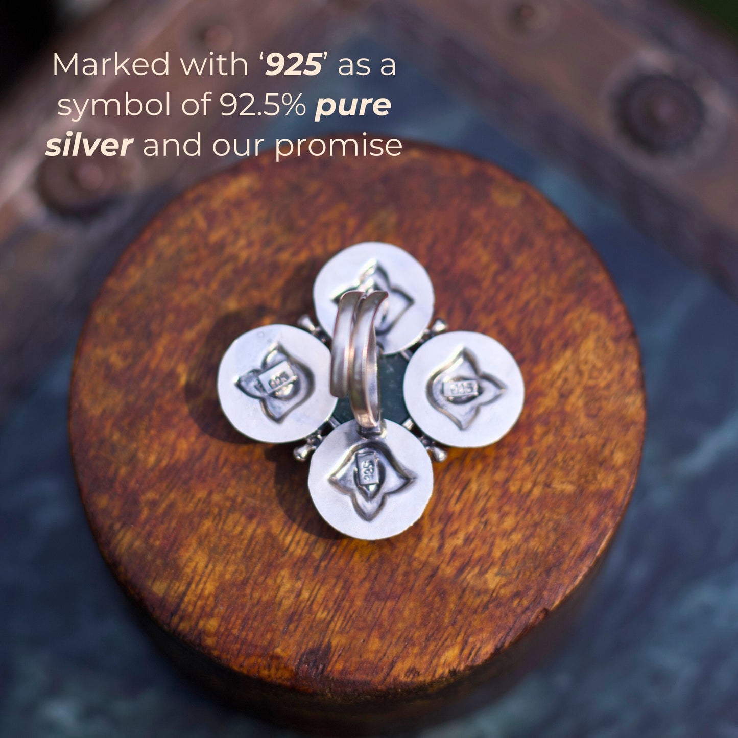 Mumma's Fav Clover Luck Ring, Pure Silver Oxidized Four-Leaf Clover Jewellery