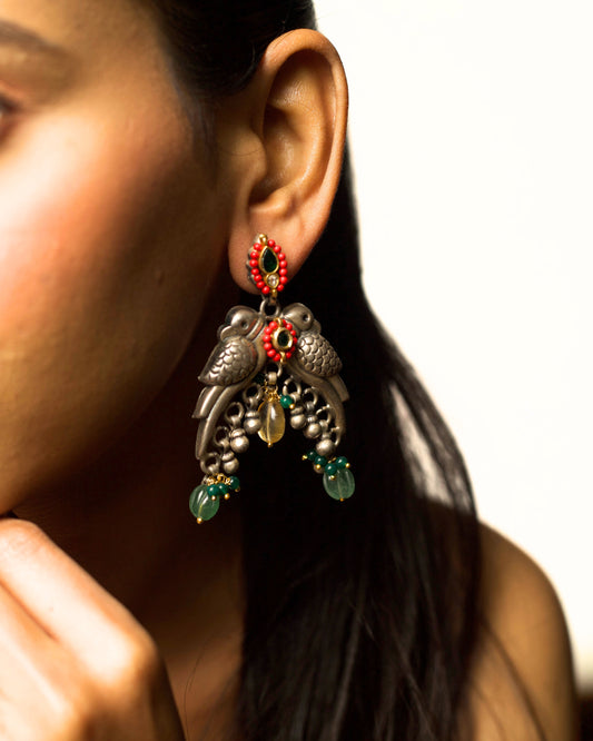 The Perched Parrots Earrings