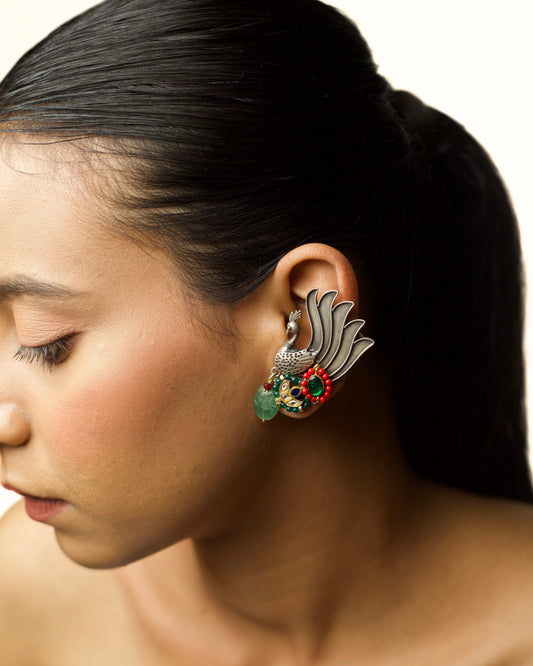 Emerald Wing Ear Cuffs
