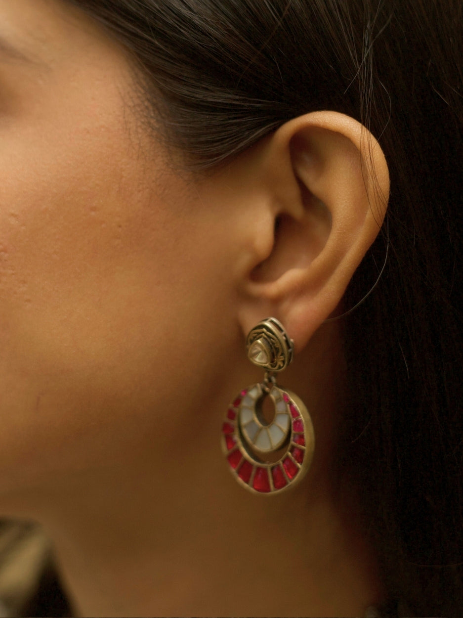 Chandrika Haar choker set in 925 silver with twin moon kundan motif