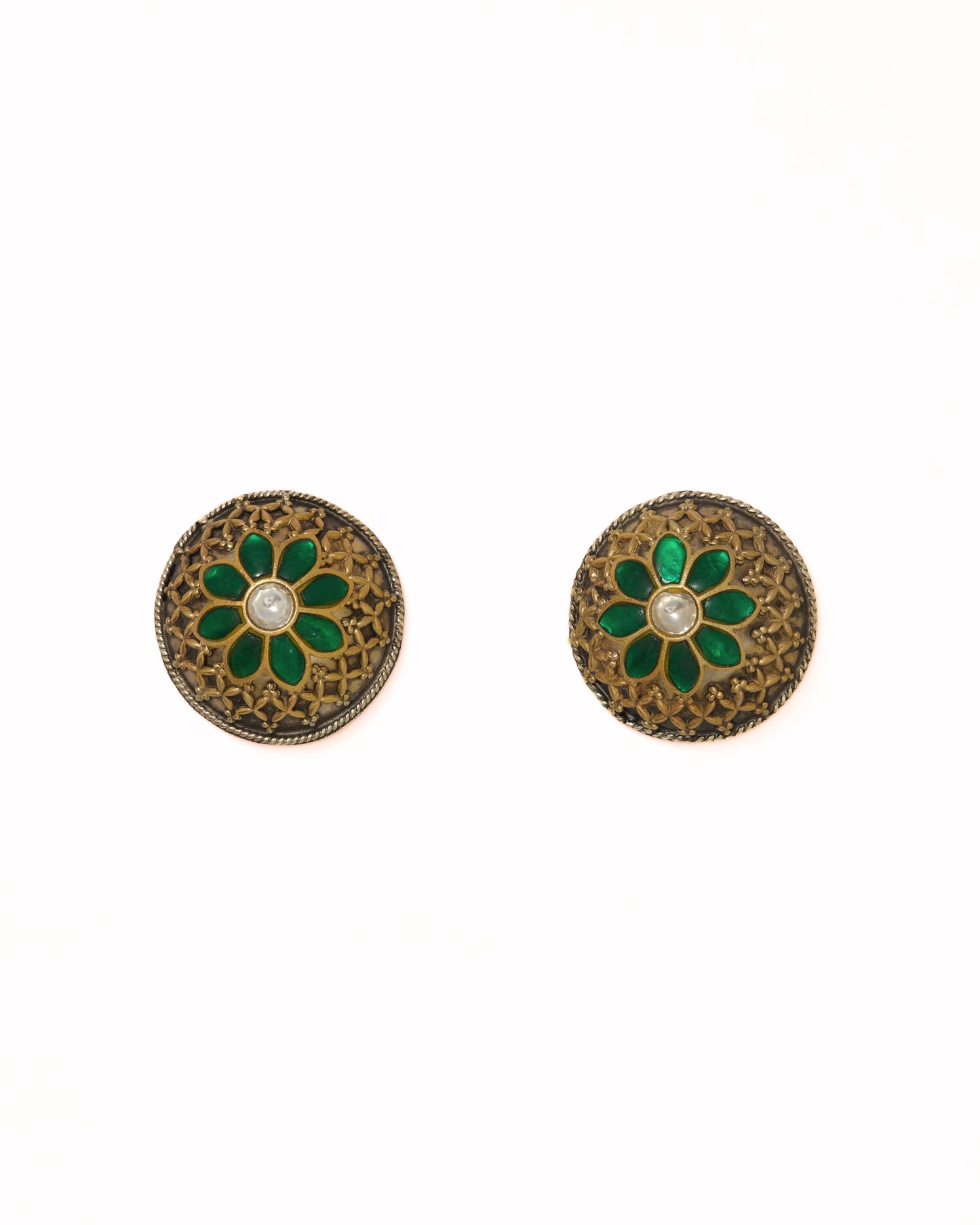 The Emerald Rosette Studs