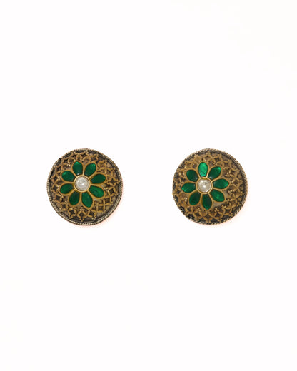 The Emerald Rosette Studs