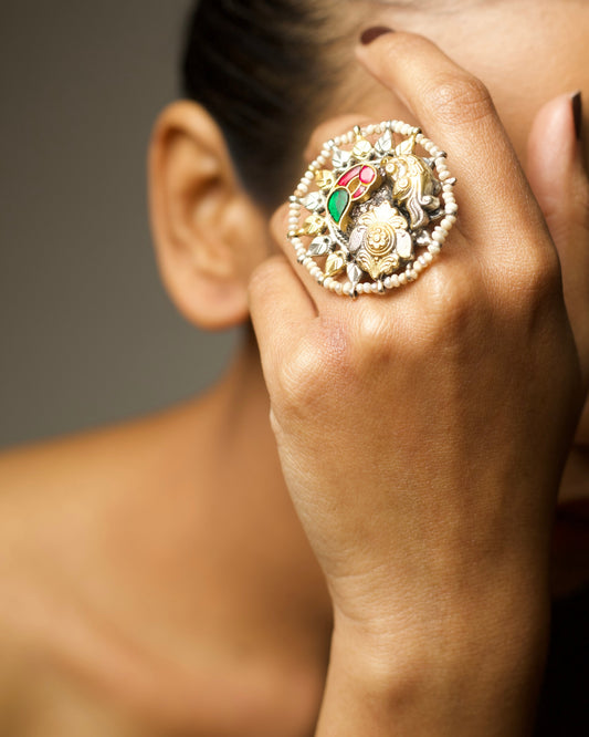 The Mirrored Peacock Ring