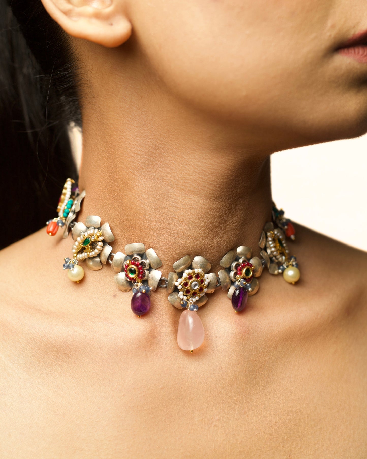 The Rosy Kundan Row Choker