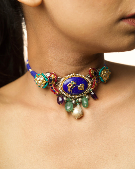 The Lapis Parrot Choker