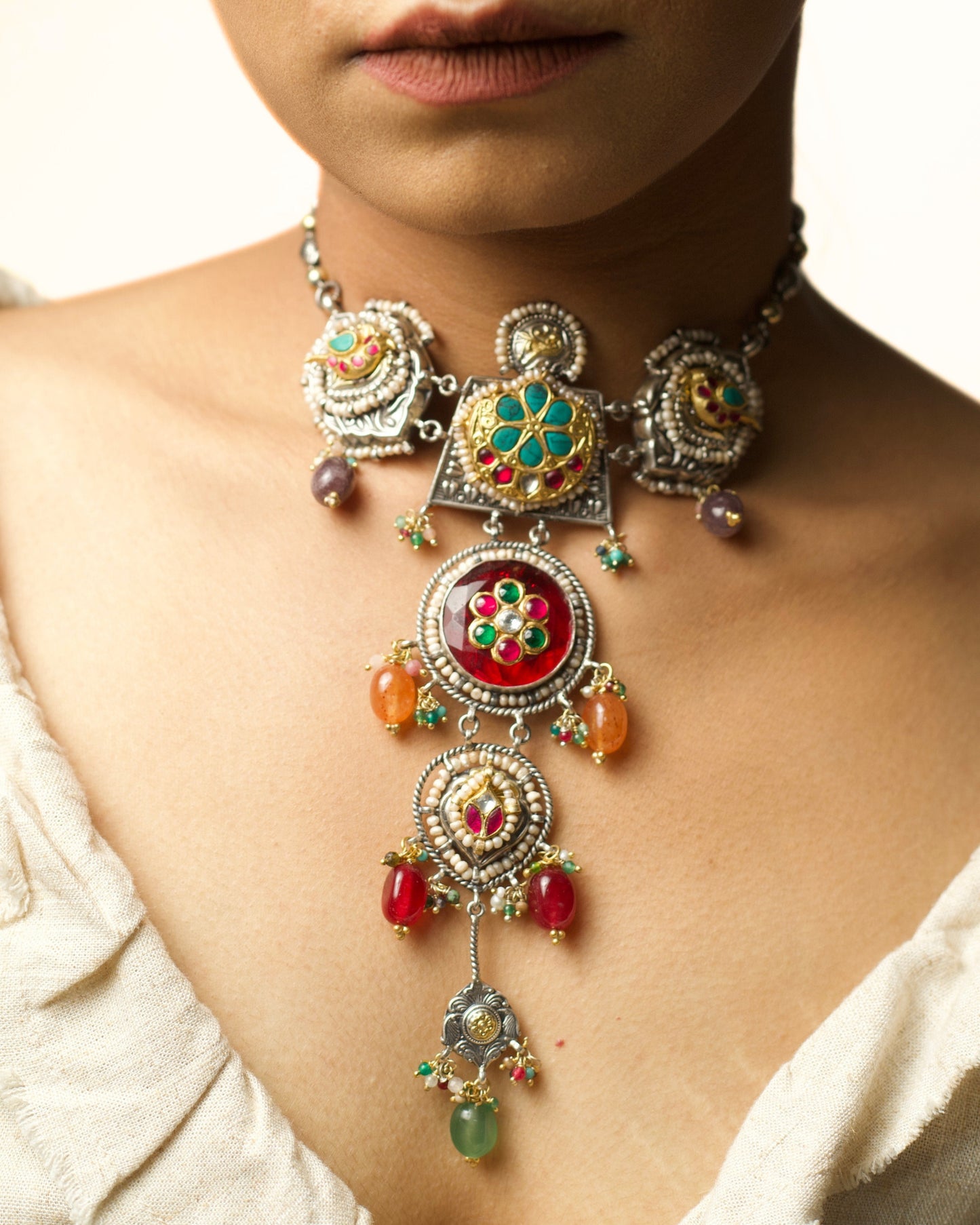 The Red Stacked Heirloom Necklace Choker