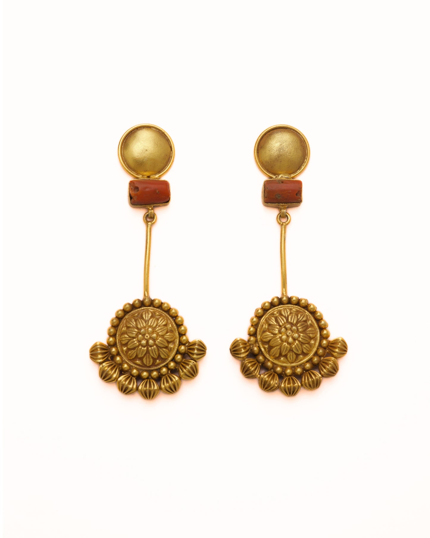 Coral Marigold Earrings