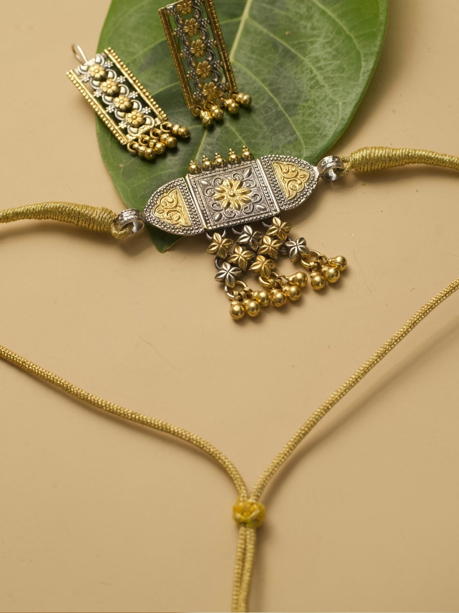 Zarwaza choker in two-tone silver and gold with Mughal darwaza-inspired design – Naksa Jewelry