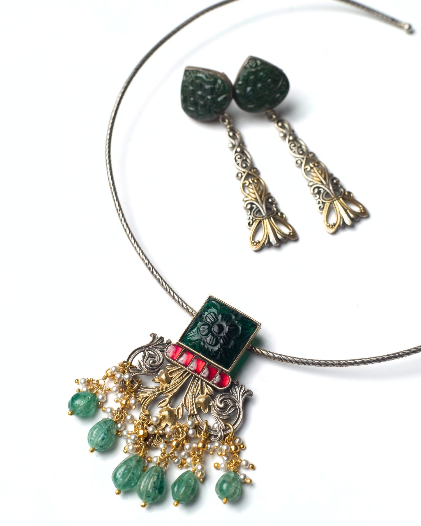 Emerald Soirée Torque Set