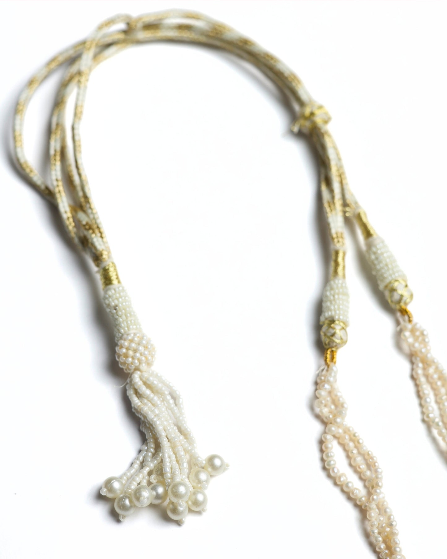 925 silver crescent moon mala with multiple pearl layers