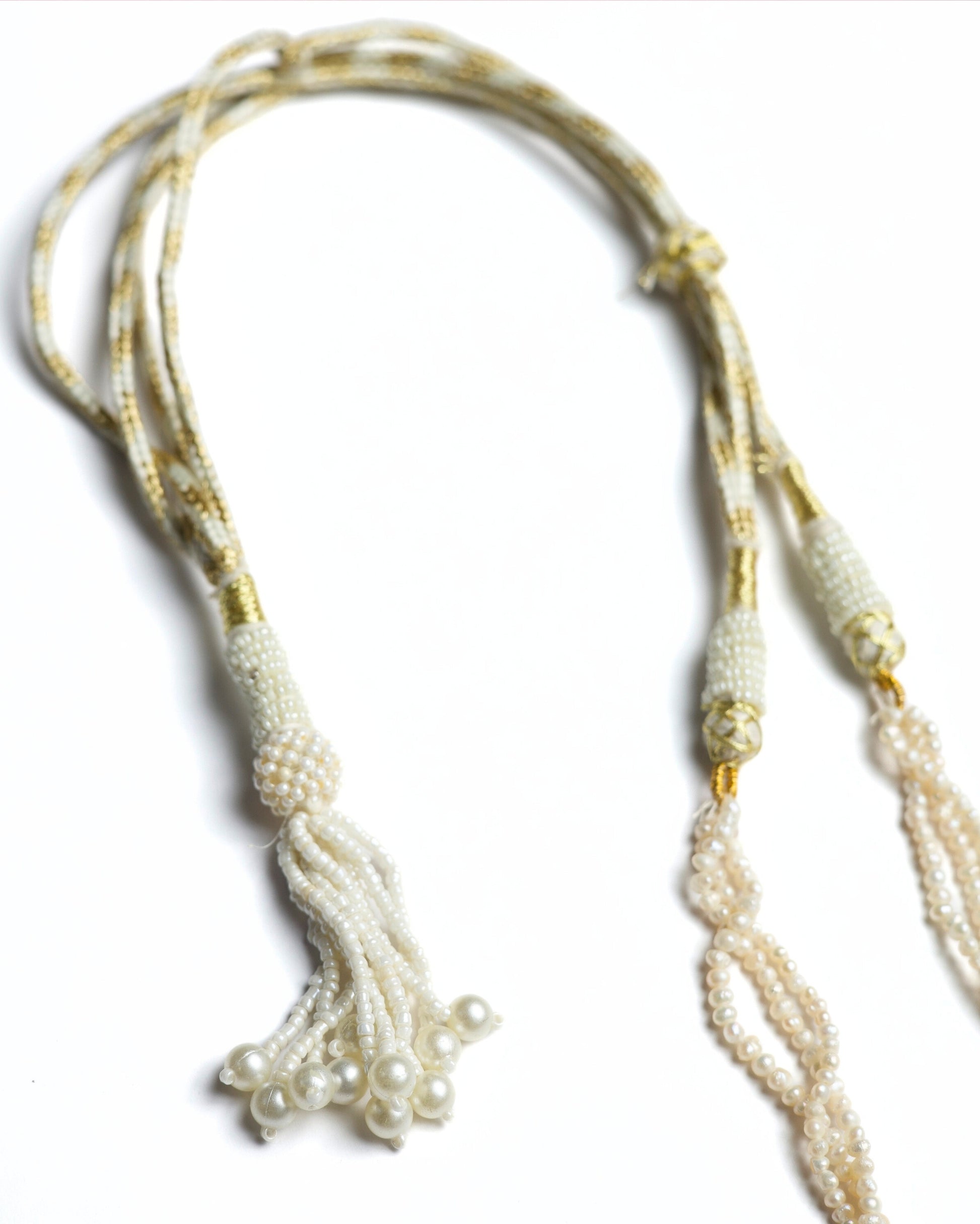 925 silver crescent moon mala with multiple pearl layers