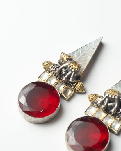 Handcrafted silver statement earrings with sculptural leaf form