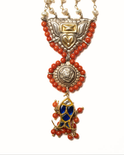 Coral & Pearl Silver Tie