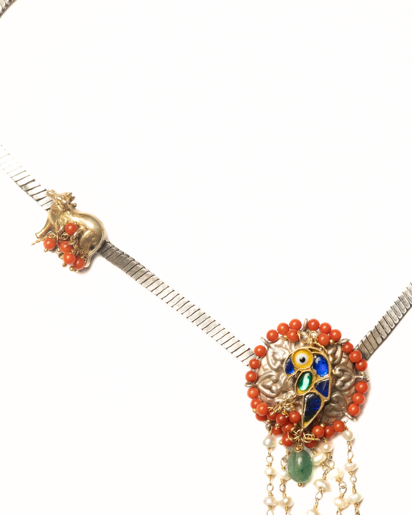Coral & Pearl Silver Tie