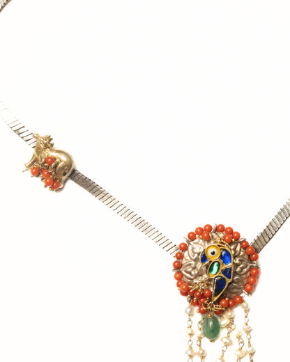 Coral & Pearl Silver Tie