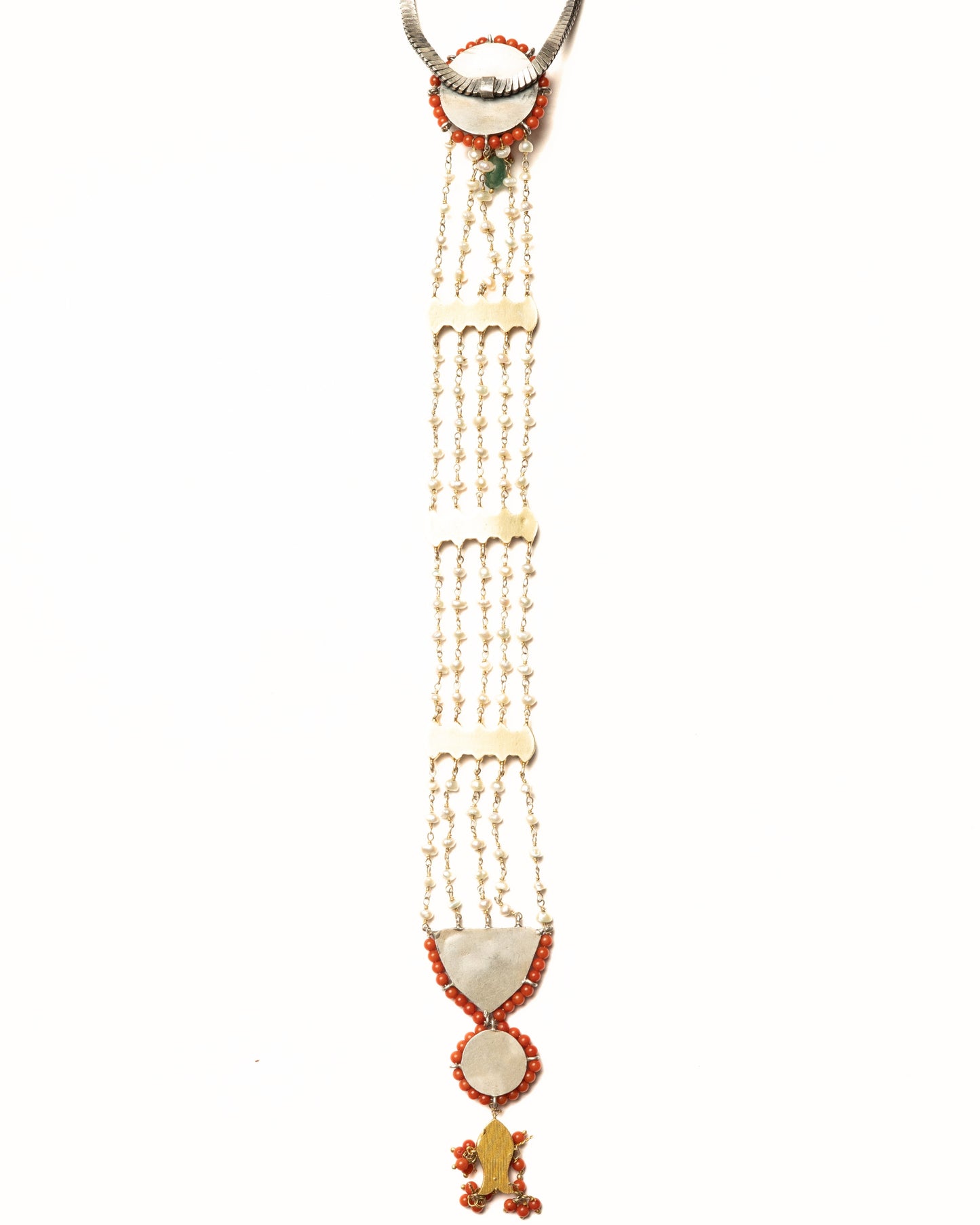 Coral & Pearl Silver Tie
