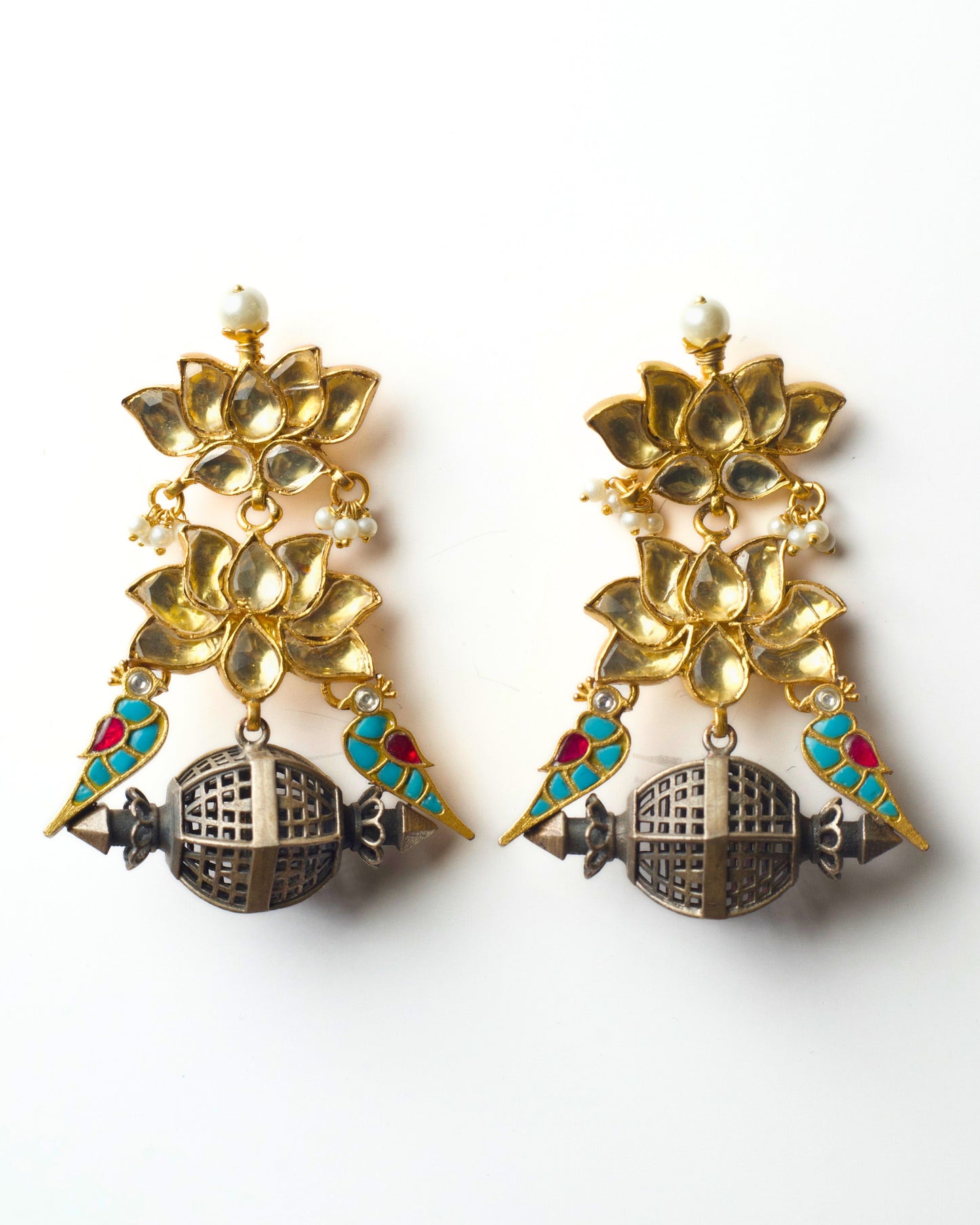 Jharokha Silver Jhumkas