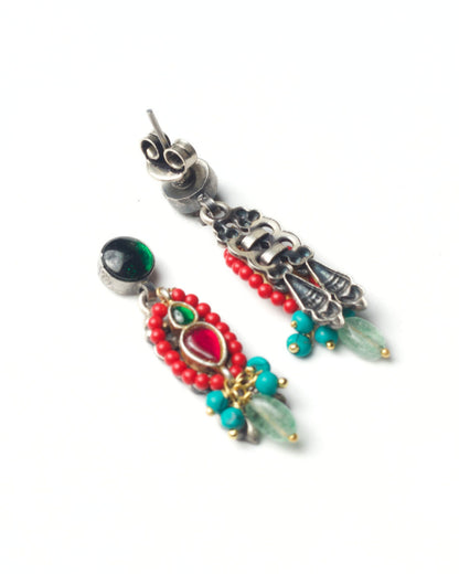 Back of Gem Loop Drops handcrafted in 925 silver with semi-precious stones and gold-polished details, fusion silver jewellery by Naksa