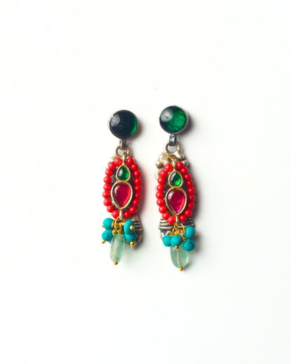 Gem Loop Drops handcrafted in 925 silver with semi-precious stones and gold-polished details, fusion silver jewellery by Naksa