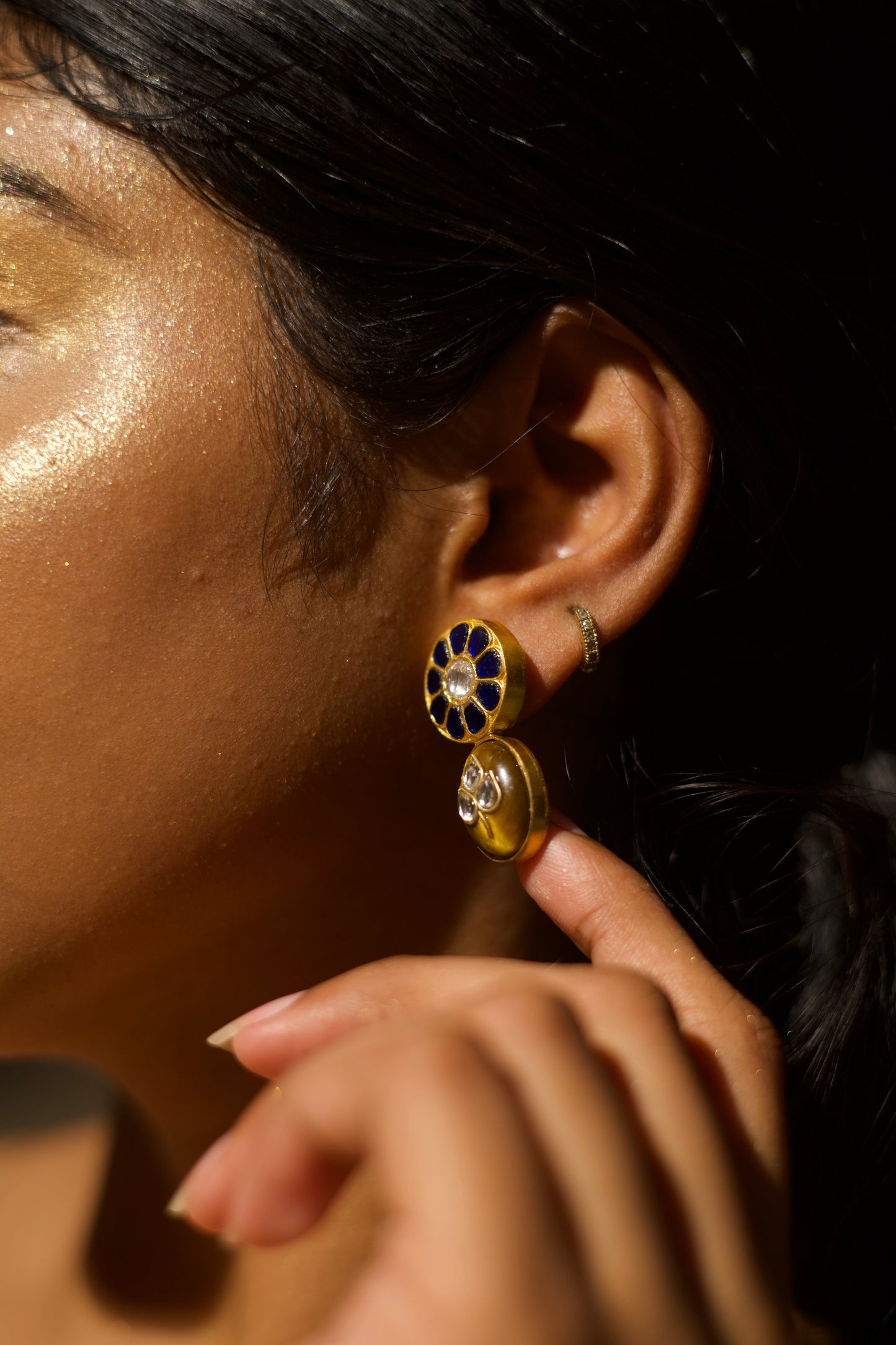 Indigo Secret Tiger Eye Earrings