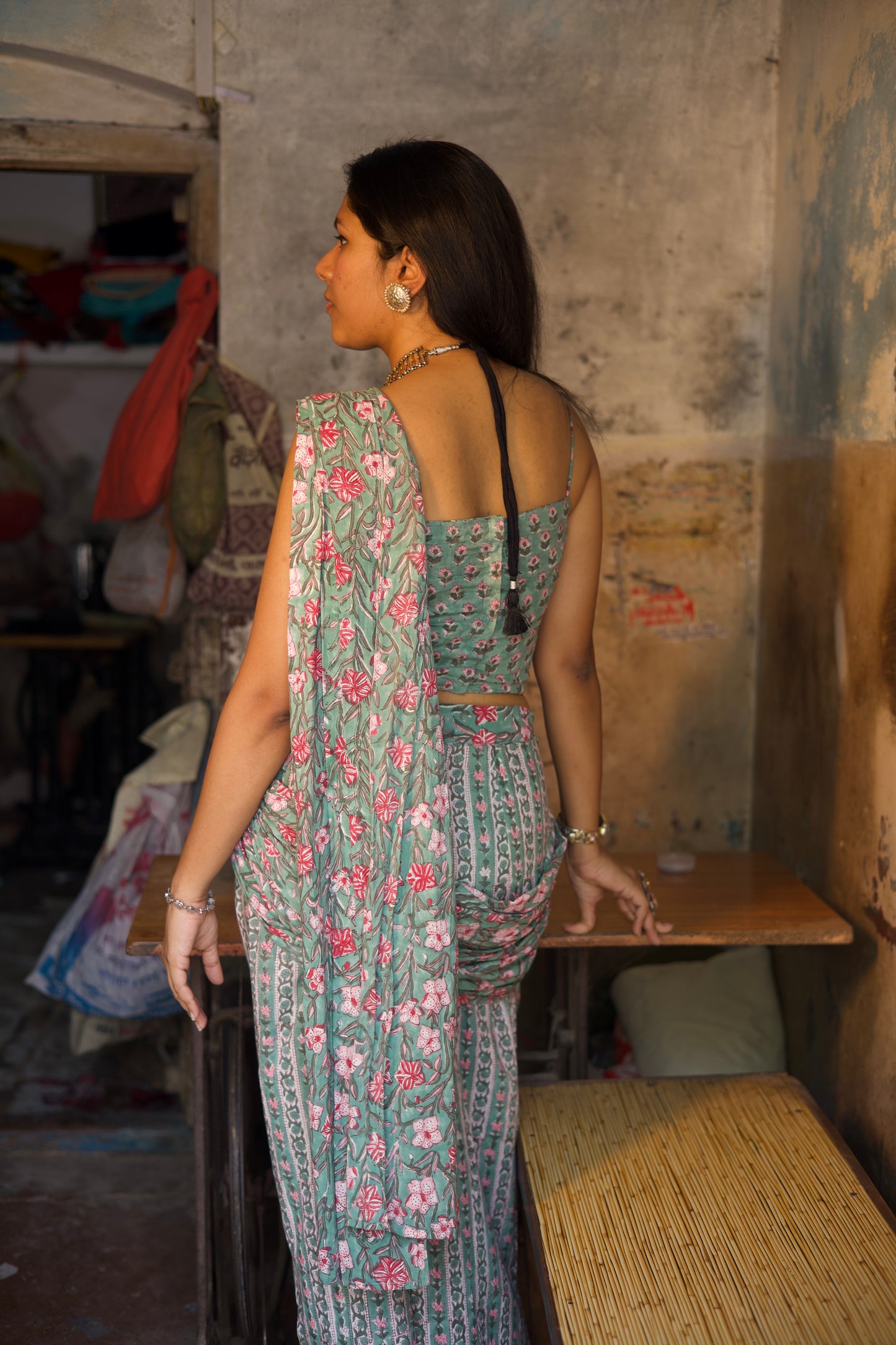 Garden Party Pre-Draped Saree Set