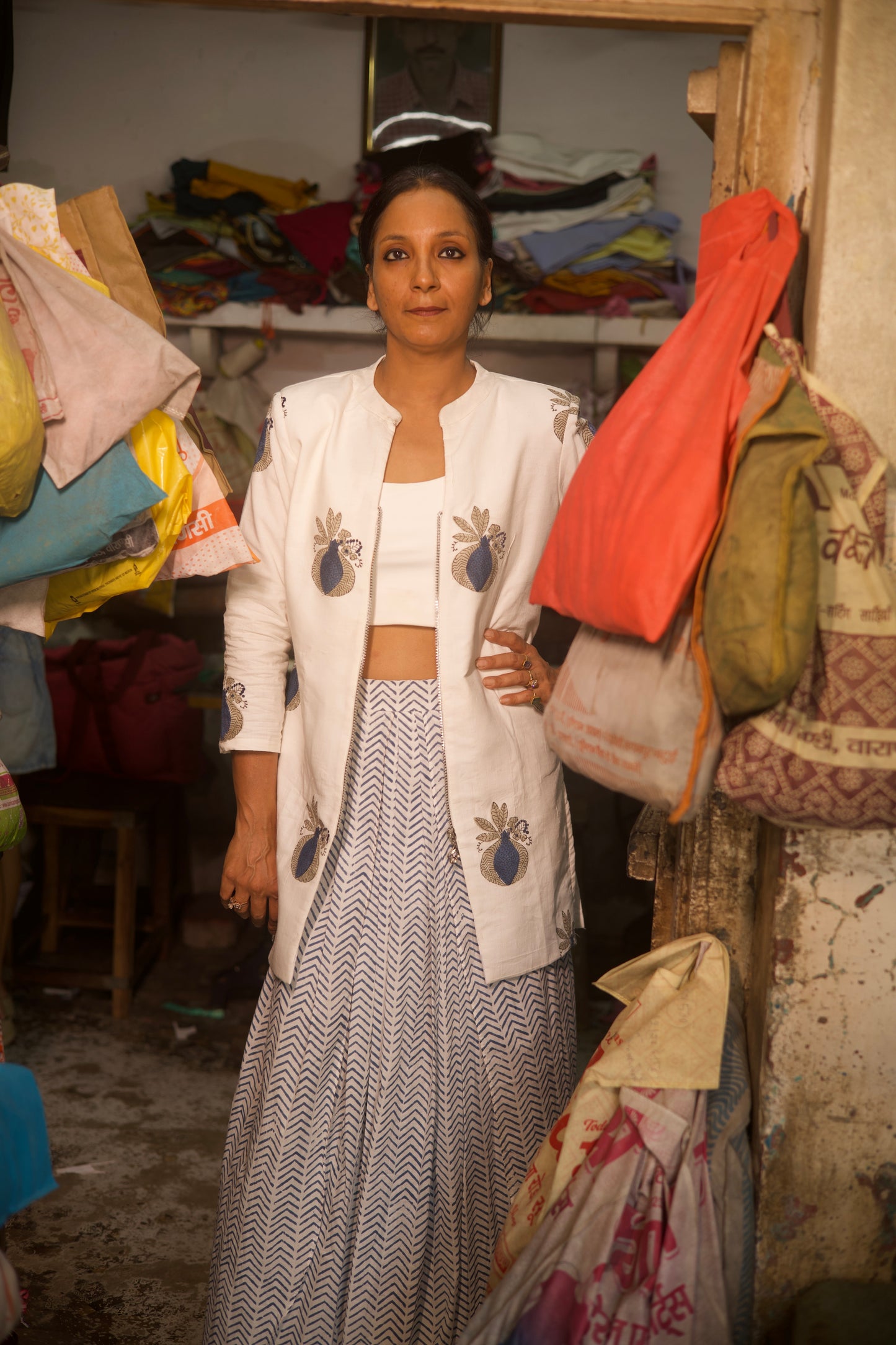 Anaar & Chevron Dhoti Blazer Set