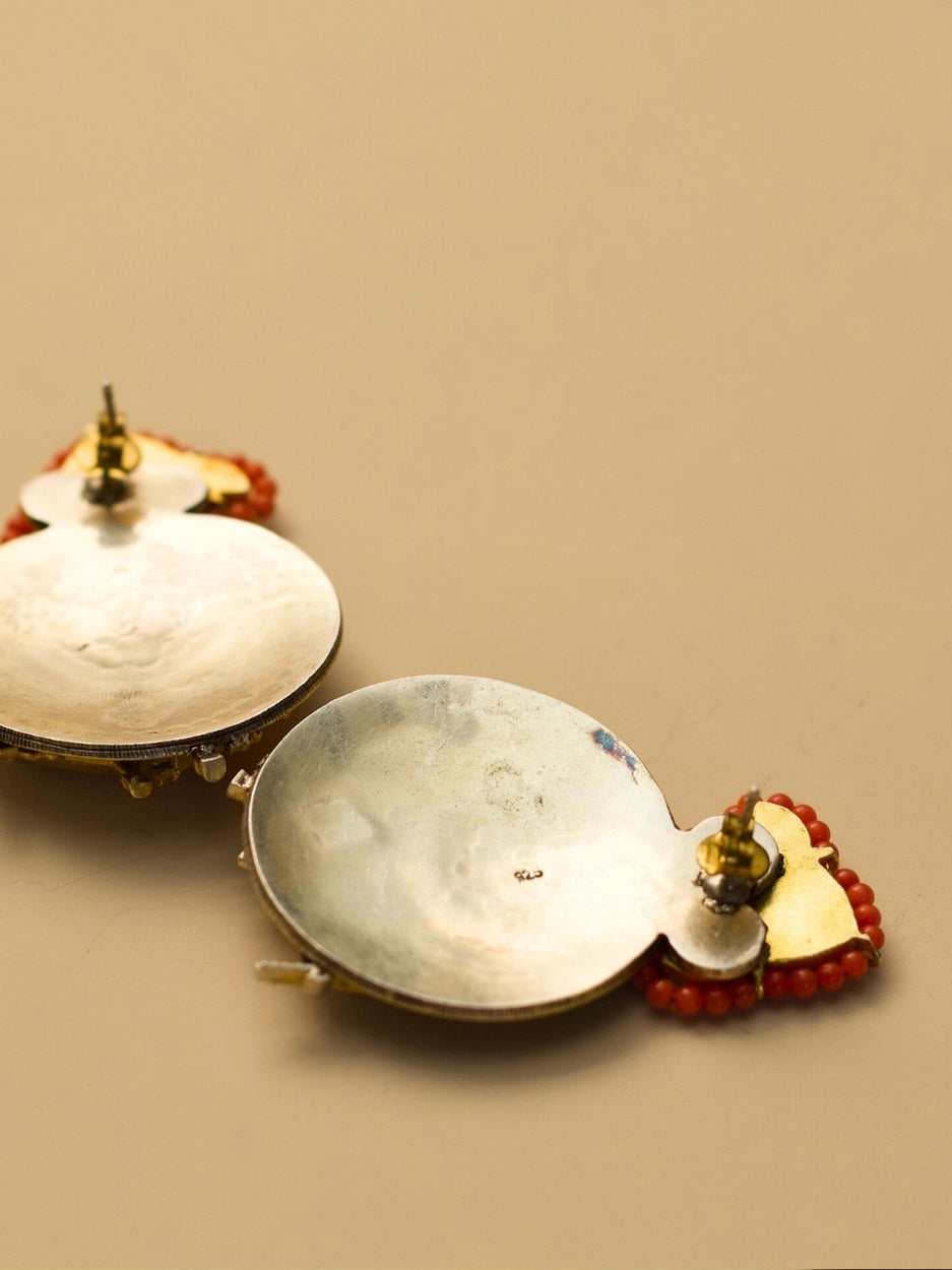 Celestial Confluence Earrings – Handcrafted 925 silver earrings featuring Pisces fish and Taurus bull motifs with two-tone accents – Naksa
